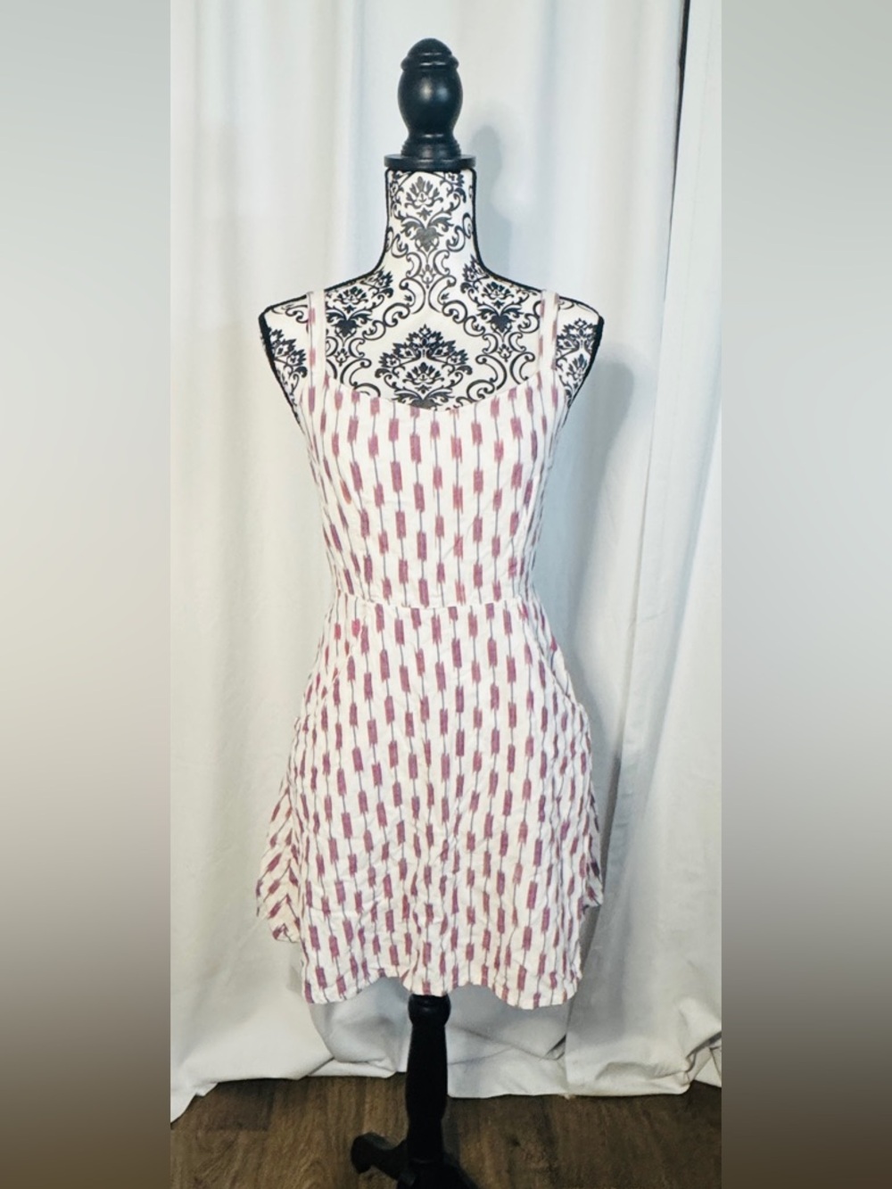 Mata Traders Pink and White Striped Mini Dress